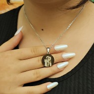 Resimli Kolye, Gümüş Renk, Paslanmaz Çelik, Çelik Kolye