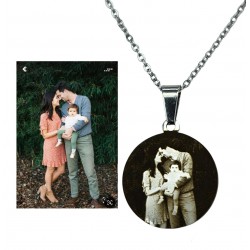 Resimli Kolye, Gümüş Renk, Paslanmaz Çelik, Çelik Kolye