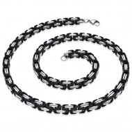 Siyah Gri Renk Paslanmaz Kral Çelik Zincir Kolye : CELGRIZINC004