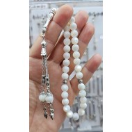 tesbih, beyaz sedef taşı, küre kesim : tas001 tesbih, beyaz sedef taşı, küre kesim : tas001