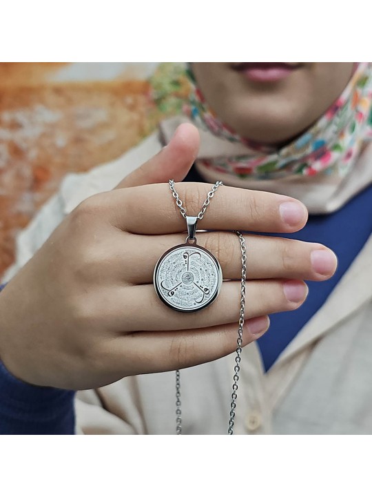 Felak Nas İhlas ve Kafirun, Gümüş Renk, Kararmaz Çelik Kolye, Küçük Model