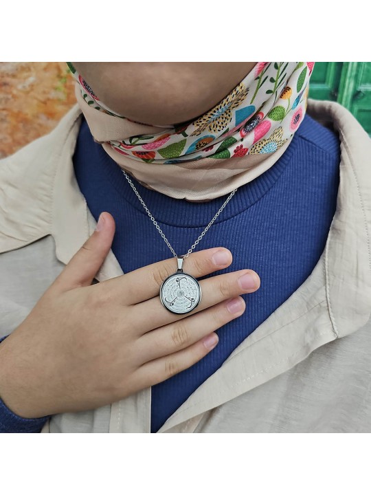 Felak Nas İhlas ve Kafirun, Gümüş Renk, Kararmaz Çelik Kolye, Küçük Model