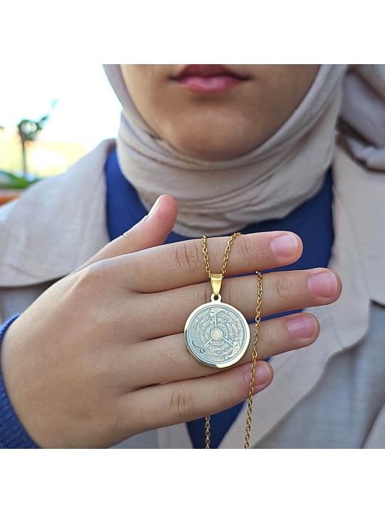 Felak Nas İhlas Kolye, Gümüş Renk, Kararmaz Çelik Kolye, Küçük Model