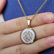 La Galibe İllallah, Kararmaz Çelik Kolye, Gold Renk,Küçük Model