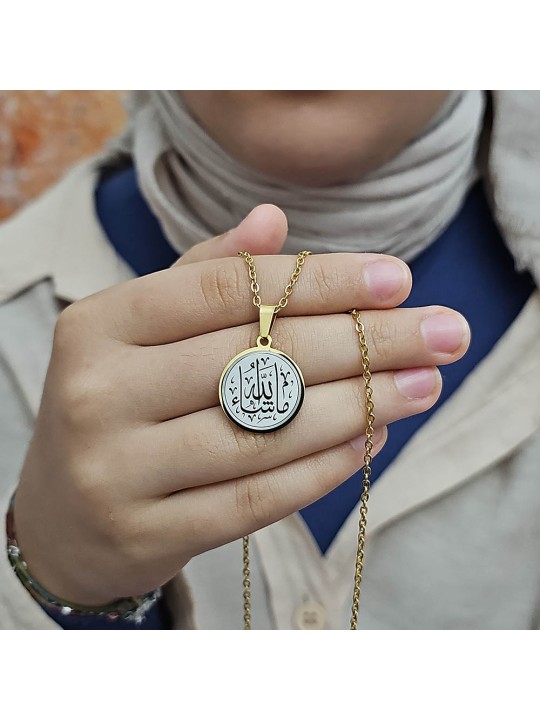 Maşallah Kolye, Kararmaz Çelik Kolye, Gold Renk