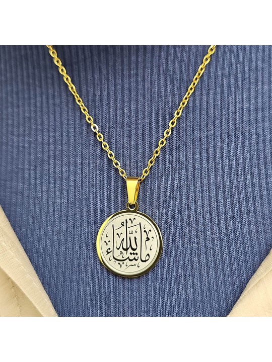 Maşallah Kolye, Kararmaz Çelik Kolye, Gold Renk