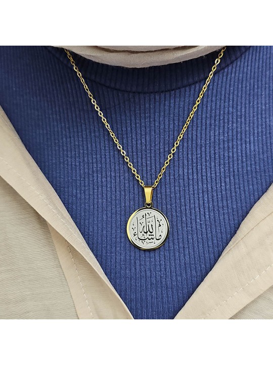 Maşallah Kolye, Kararmaz Çelik Kolye, Gold Renk