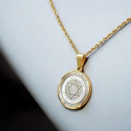 Mührü Süleyman Kolye, Kararmaz Çelik, Gold Renk