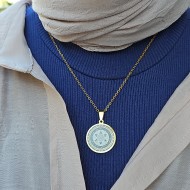 Mührü Süleyman Kolye, Kararmaz Çelik, Gold Renk