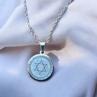 Mührü Süleyman Kolye, Kararmaz Çelik, Gümüş Renk, Küçük Model