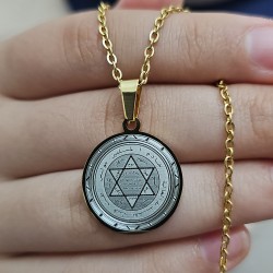 Mührü Süleyman Kolye, Kararmaz Çelik, Gold Renk, Küçük Model