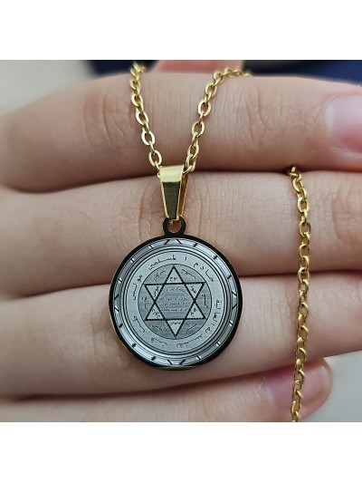 Mührü Süleyman Kolye, Kararmaz Çelik, Gold Renk, Küçük Model