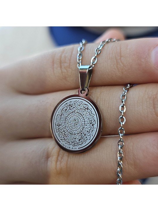 İnşirah Yazılı Kolye, Gümüş Renk, Paslanmaz Çelik,2 mm Uç, K003