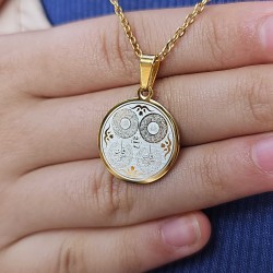 Ayetel Kürsi Nazar Ayeti Felak ve Nas Kolye, Gold Renk, Kararmaz Çelik, Küçük Model