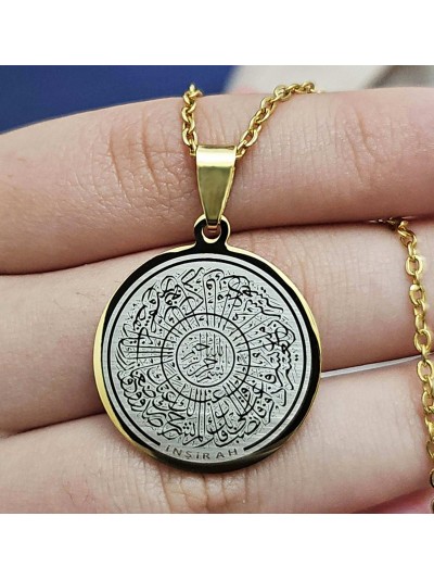 İnşirah Yazılı Kolye, Gold Renk, Paslanmaz Çelik, K054