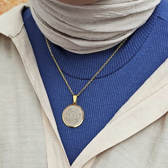 İnşirah Yazılı Kolye, Gold Renk, Paslanmaz Çelik, K054