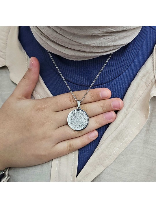 İnşirah Yazılı Kolye, Gümüş Renk, Paslanmaz Çelik, 2.5 cm Uç, K055