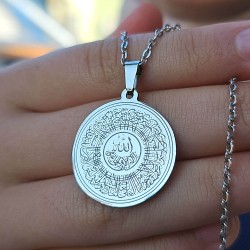 Ayetel Kürsü Kolye, Paslanmaz Çelik, Gümüş Renk, Hat Model