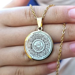Ayetel Kürsü Kolye, Paslanmaz Çelik, Gold Renk, Hat Model
