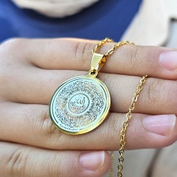 Ayetel Kürsü Kolye, Paslanmaz Çelik, Gold Renk, Hat Model