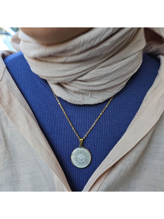 Ayetel Kürsü Kolye, Paslanmaz Çelik, Gold Renk, Hat Model