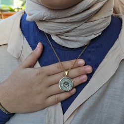 Ayetel Kürsü Kolye, Paslanmaz Çelik, Gold Renk, Hat Model
