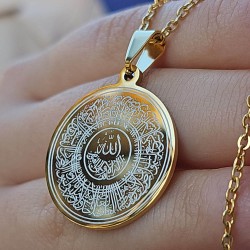 Ayetel Kürsü Kolye, Paslanmaz Çelik, Gold Renk, Hat Model