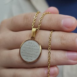 Ayetel Kürsü Kolye, Paslanmaz Çelik, Gold Renk