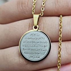 Ayetel Kürsü Kolye, Paslanmaz Çelik, Gold Renk