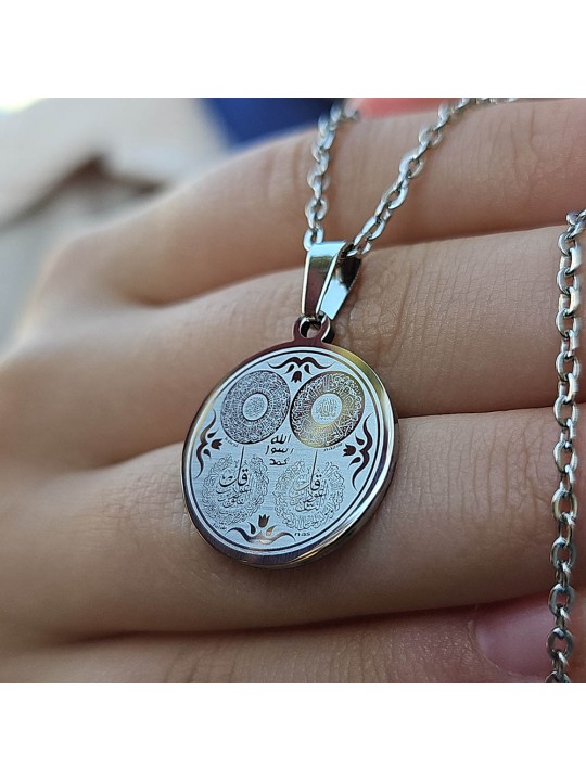 Ayetel Kürsü, Nazar, Felak, Nas Ayetleri, Çelik Kolye, Paslanmaz, Küçük Model