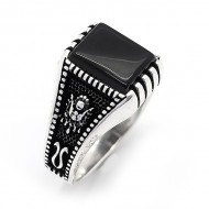 siyah oniks taşlı 925 ayar gümüş erkek yüzük : 00005 siyah oniks taşlı 925 ayar gümüş erkek yüzük : 00005