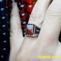 Kırmızı Akik Taşlı 925 Ayar Gümüş Erkek Yüzük : 00007