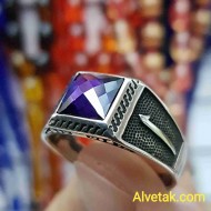 mavi zirkon taşlı 925 ayar gümüş erkek yüzük : 00021