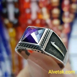 mavi zirkon taşlı 925 ayar gümüş erkek yüzük : 00021