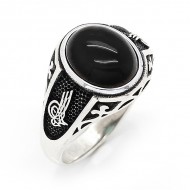 925 Ayar Siyah Oniks Taşlı Gümüş Erkek Yüzük : 00031 925 Ayar Siyah Oniks Taşlı Gümüş Erkek Yüzük : 00031