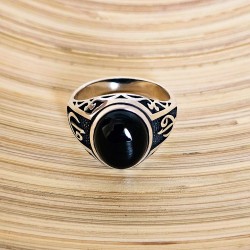 Elif ve Vav Motifli Gümüş Yüzük, Siyah Oniks Taş, Manevi Tasarım : 00041 Elif ve Vav Motifli Gümüş Yüzük, Siyah Oniks Taş, Manevi Tasarım : 00041