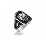 925 Ayar Osmanlı Ordu Armalı Gümüş Erkek Yüzük : 00074