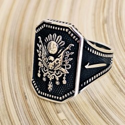 925 Ayar Osmanlı Ordu Armalı Gümüş Erkek Yüzük : 00074