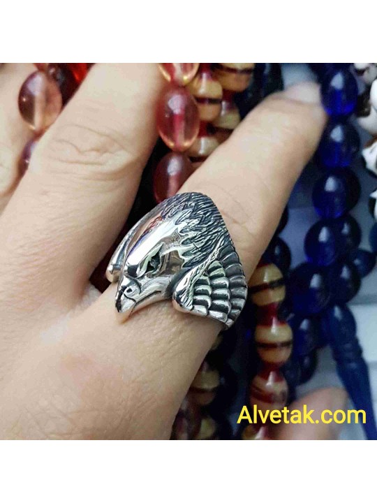 Kartal Figürlü 925 Ayar Gümüş Erkek Yüzük : 00078