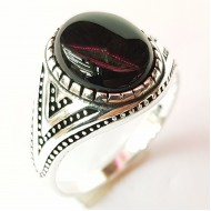 925 Ayar Siyah Oniks Taşlı Gümüş Erkek Yüzük : 00080