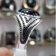 925 Ayar Siyah Oniks Taşlı Gümüş Erkek Yüzük : 00080