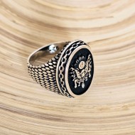 925 Ayar Osmanlı Ordu Armalı Gümüş Erkek Yüzük : 00092 925 Ayar Osmanlı Ordu Armalı Gümüş Erkek Yüzük : 00092