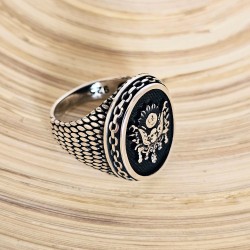 925 Ayar Osmanlı Ordu Armalı Gümüş Erkek Yüzük : 00092 925 Ayar Osmanlı Ordu Armalı Gümüş Erkek Yüzük : 00092