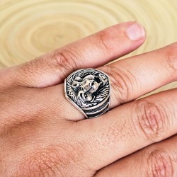 Aslan Figürlü 925 Ayar Gümüş Erkek Yüzük : 00097 Aslan Figürlü 925 Ayar Gümüş Erkek Yüzük : 00097