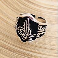 osmanlı tuğra figürlü 925 ayar gümüş okçu -zihgir- erkek yüzük 