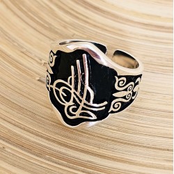 osmanlı tuğra figürlü 925 ayar gümüş okçu -zihgir- erkek yüzük 