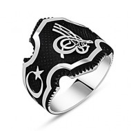 Osmanlı Tuğra 925 Ayar Gümüş Erkek Yüzük : 00151