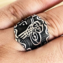 Osmanlı Tuğralı 925 Ayar Gümüş Erkek Yüzük