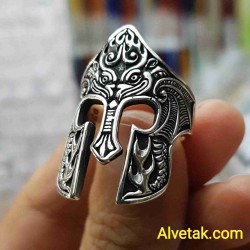 925 Ayar Helmet Miğfer Okçu Gümüş Erkek Yüzük : 00189
