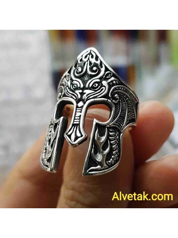 925 Ayar Helmet Miğfer Okçu Gümüş Erkek Yüzük : 00189